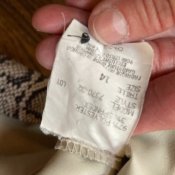 Tall Girl woman's trench coat /Snake print / size 14 -cream/black - Picture 5 of 5